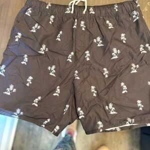 Tropical Black Swim Trunks for Men